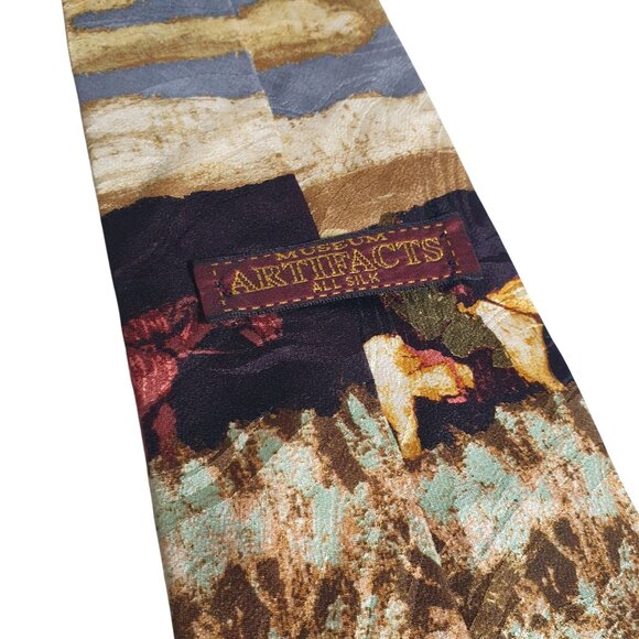 Museum Artifacts All Silk Mens Horse Scene Travelers Vintage Art Necktie Gift - Picture 4 of 5